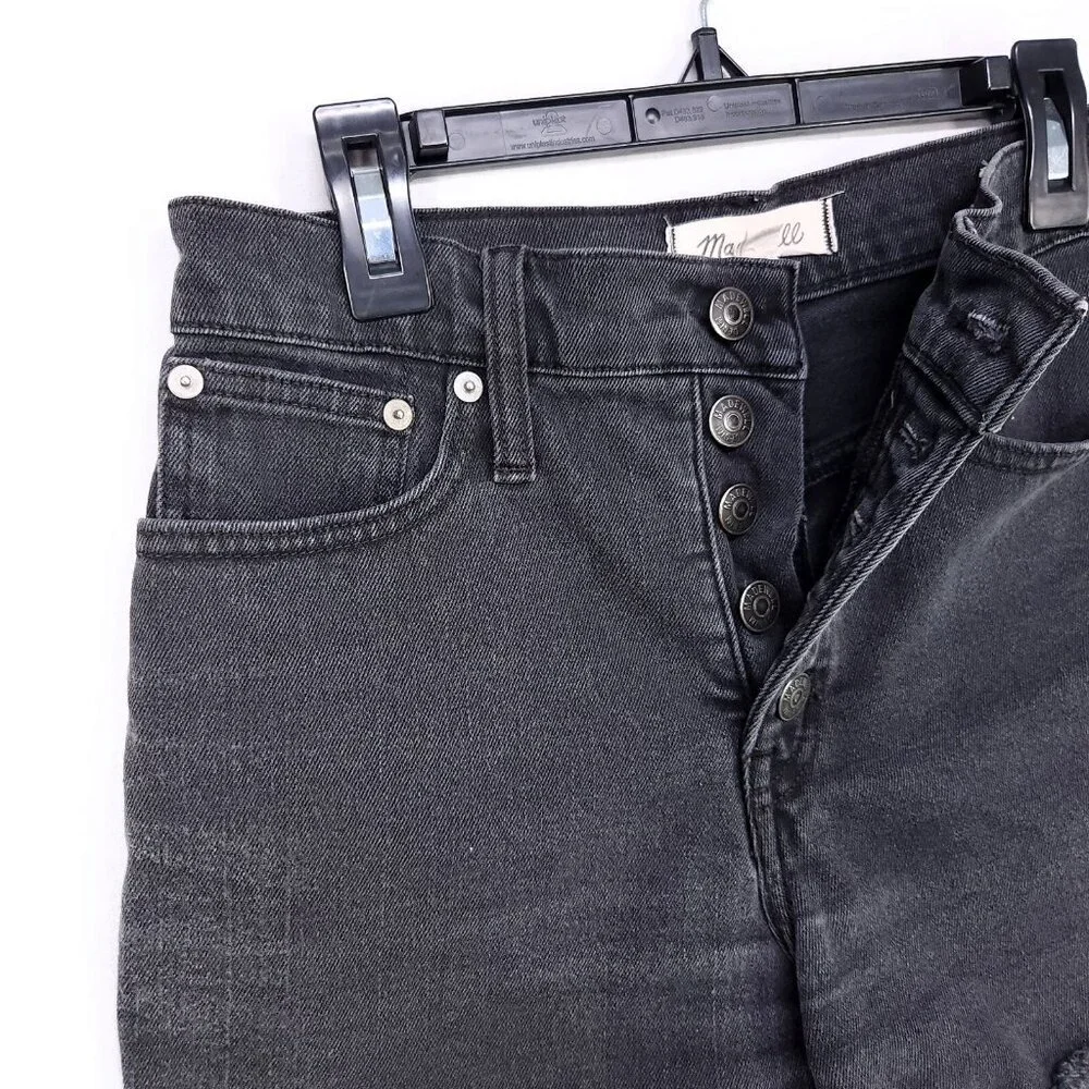 Madewell Denim Jean Shorts High Rise Womens Size 23 Cut Off Button Fly Black - Picture 3 of 10